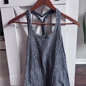 Lululemon Athletica Blue and White Relaxed Backless Tank Top